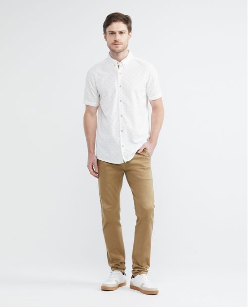 Camisa de Hombre, Slim Fit Manga Corta - Mini Print Patos