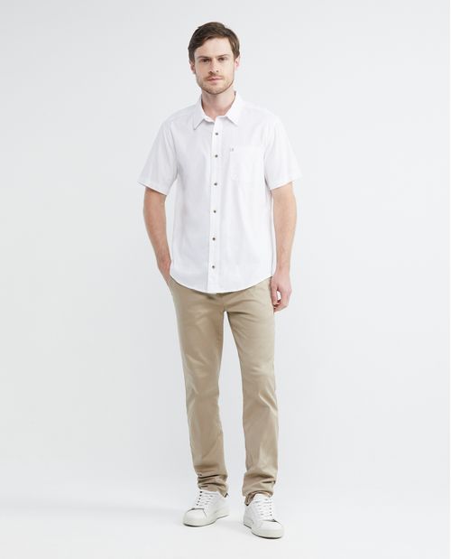 Camisa de Hombre, Classic Fit Manga Corta - Fondo Entero Efecto Flamé