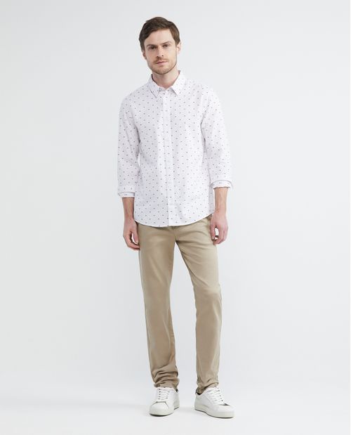Camisa de Hombre, Slim Fit Manga Larga - Mini Print