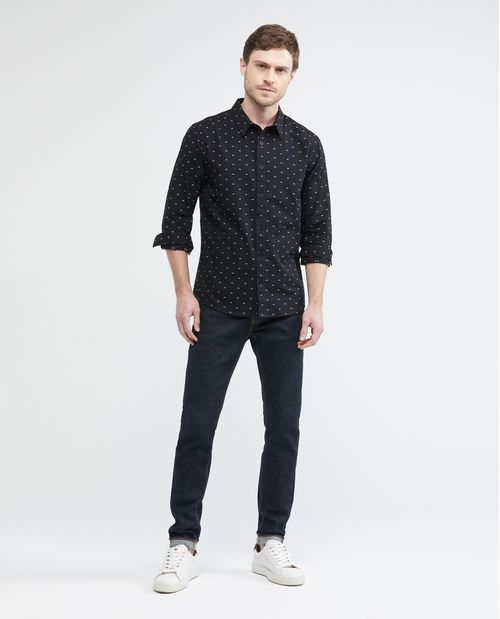 Camisa de Hombre, Slim Fit Manga Larga - Mini Print