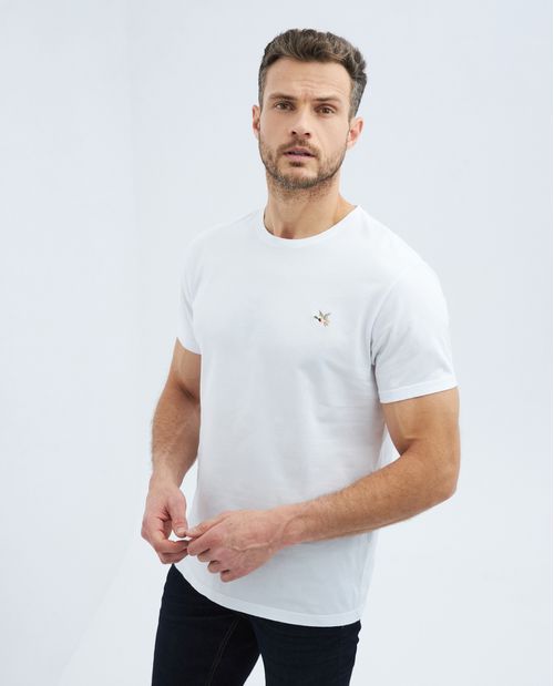 Camiseta Básica de Hombre, Slim Fit Cuello Redondo - 100% Algodón