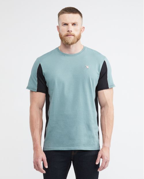 Camiseta de Hombre, Classic Fit Cuello Redondo - Bloques en Contraste y Sesgos