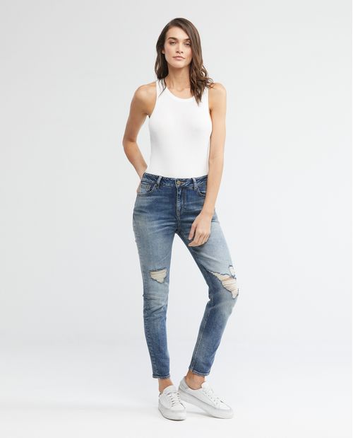 Jean de Mujer High Rise, Cosmo, Bota Skinny - Heritage Azul Medio