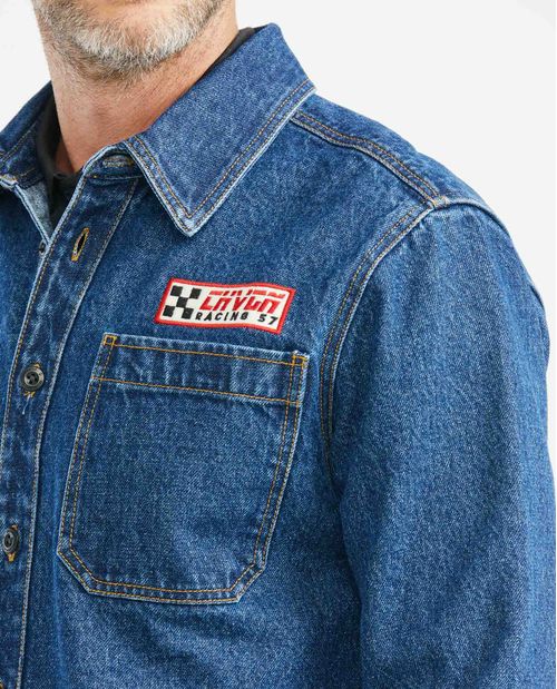 Camisa de Hombre en Denim, Slim Fit Manga Larga - Azul Medio Chevignon Racing