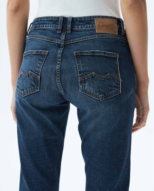 Jean de Mujer Medium Rise, Boyfit, Boot Cut - Selvedge Azul Medio