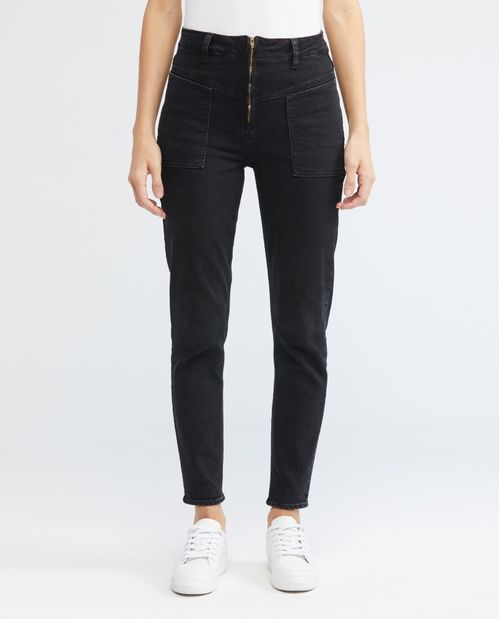 Jean de Mujer Super High Rise, High Cosmo, Bota Skinny - Gris Oscuro