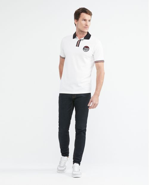 Camiseta de Hombre Tipo Polo, Slim Fit Manga Corta - Bloques de Color