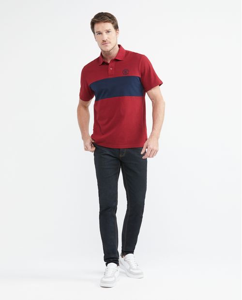 Camiseta de Hombre Tipo Polo, Classic Fit Manga Corta - Bloque en Contraste