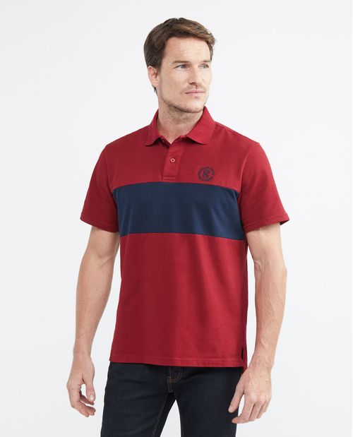 Camiseta de Hombre Tipo Polo, Classic Fit Manga Corta - Bloque en Contraste
