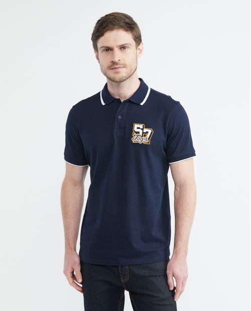 Camiseta de Hombre Tipo Polo, Slim Fit Manga Corta - TOGS Aplique Bordado Números