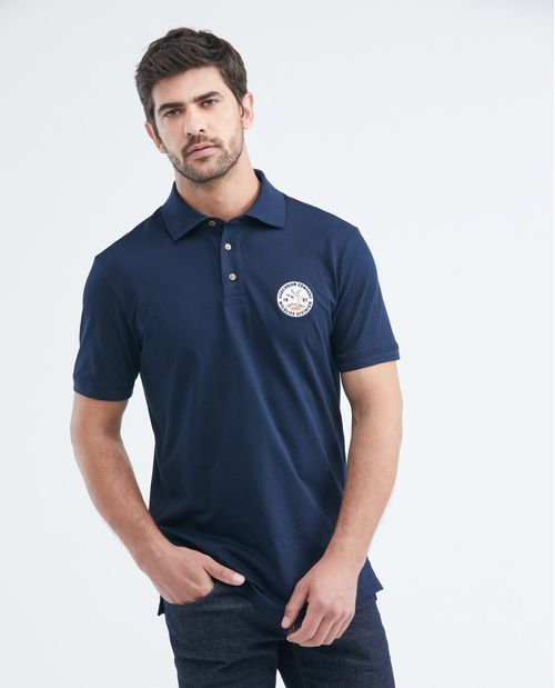 Camiseta de Hombre Tipo Polo, Classic Fit Manga Corta - Aplique Paño Lency