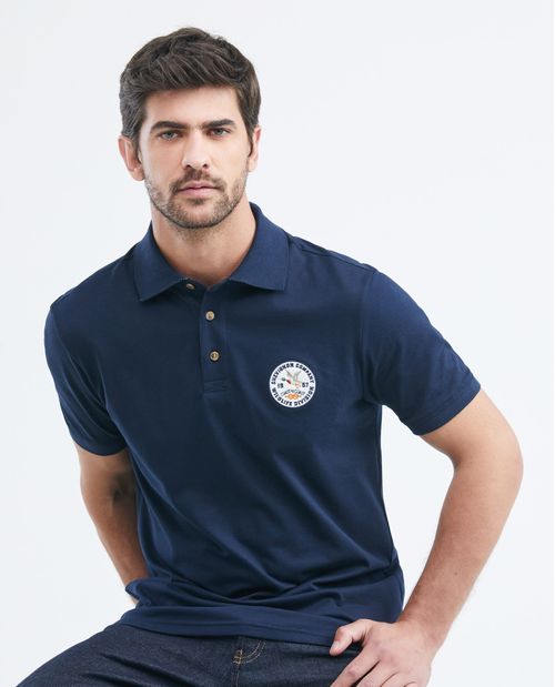 Camiseta de Hombre Tipo Polo, Classic Fit Manga Corta - Aplique Paño Lency