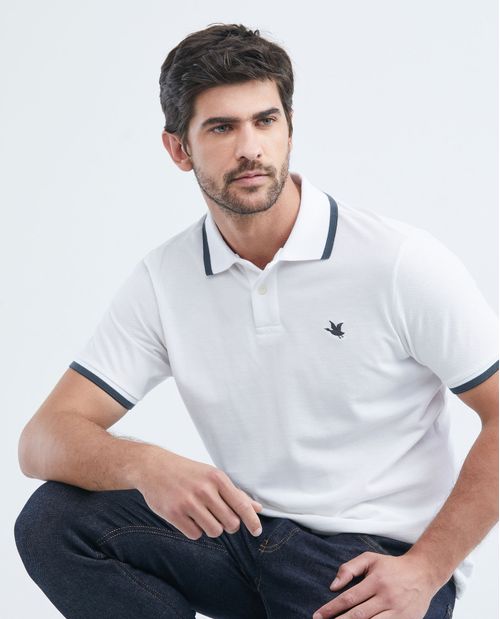 Camiseta de Hombre Tipo Polo, Classic Fit Manga Corta - Tejidos en Contraste