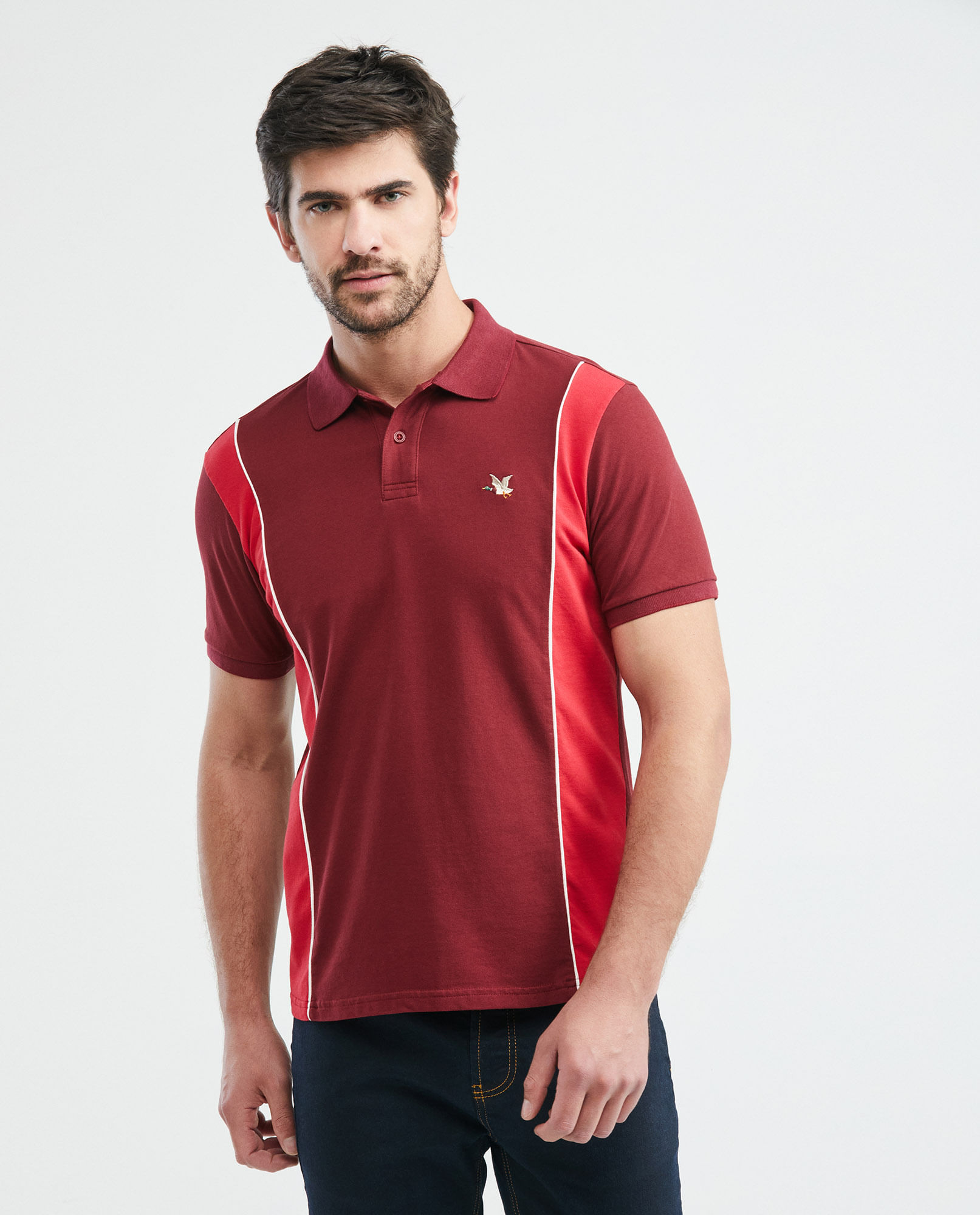 Camiseta de Hombre Tipo Polo, Slim Fit Manga Corta Bloques de Color  Laterales