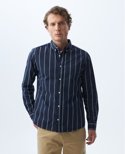 Camisa de Hombre, Slim Fit Manga Larga - Rayas