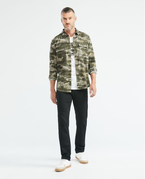 Camisa de Hombre, Classic Fit Manga Largo - Print Camuflado