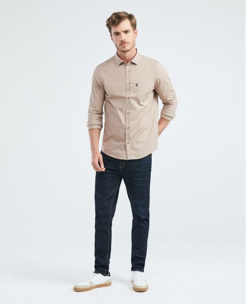 Camisa de Hombre, Slim Fit Manga Larga - Bolsillo de Espada