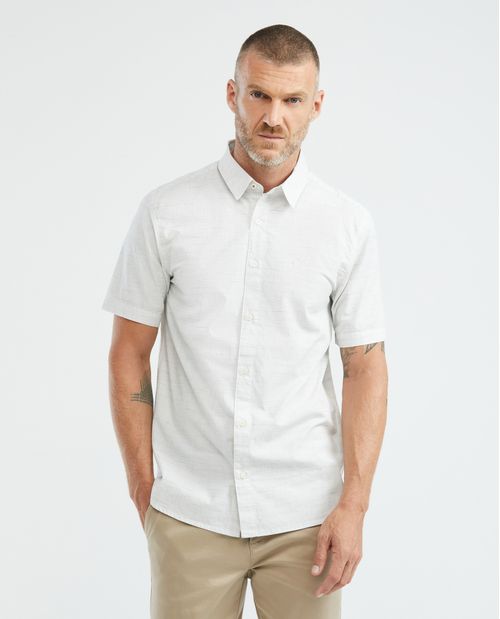 Camisa de Hombre, Slim Fit Manga Corta - Fondo Entero Efecto Texturizado