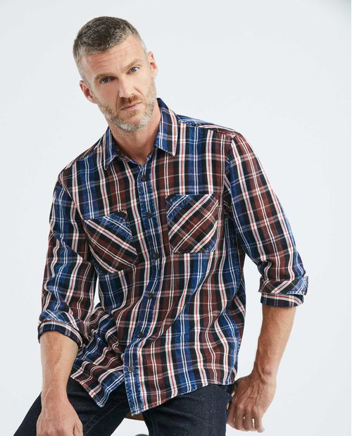 Camisa de Hombre, Classic Fit Manga Larga - Cuadros