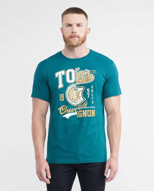 Camiseta Gráfica de Hombre, Classic Fit Cuello Redondo - TOGS Gráfico Frontal