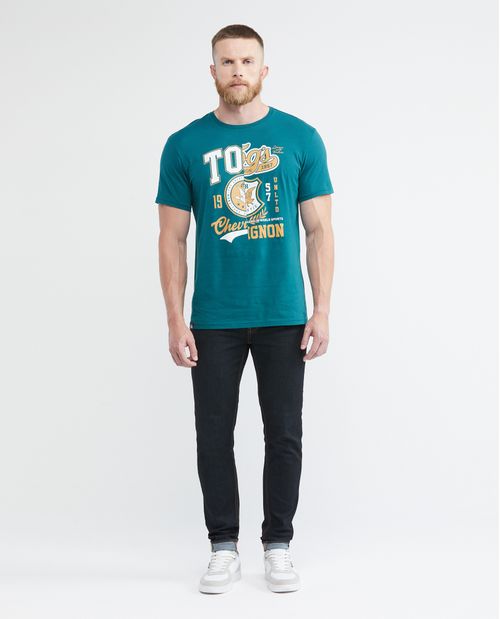 Camiseta Gráfica de Hombre, Classic Fit Cuello Redondo - TOGS Gráfico Frontal