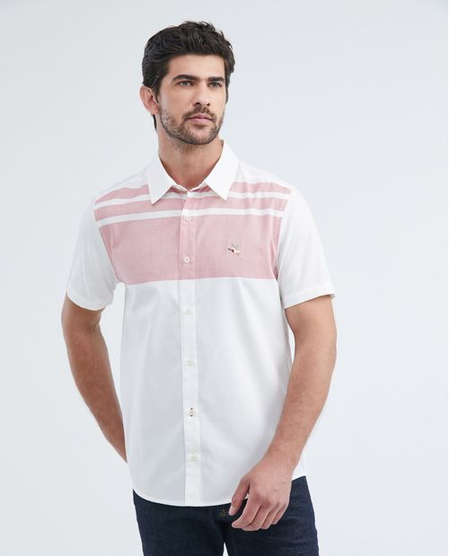 Camisa de Hombre, Slim Fit Manga Corta - Bloque a Rayas