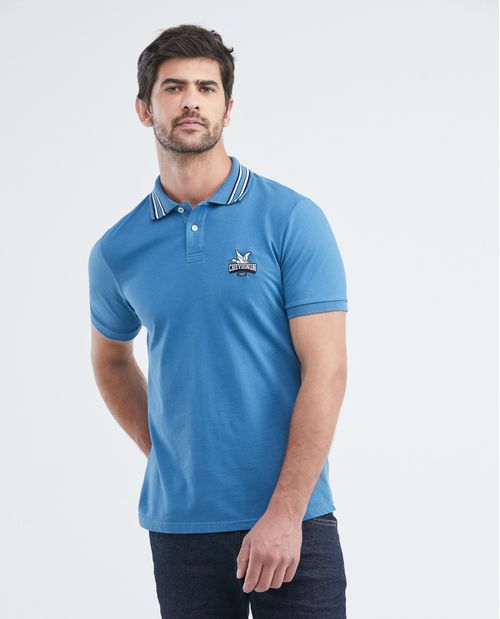 Camiseta de Hombre Tipo Polo, Slim Fit Manga Corta - Aplique Bordado