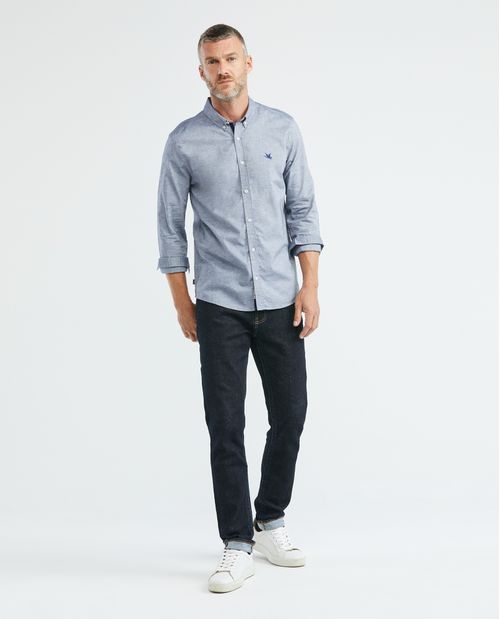 Camisa de Hombre, Slim Fit Manga Corta - Cuello Button Down