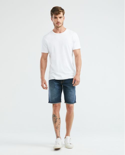 Bermuda de Hombre en Denim, Straight Fit - Azul Ultra Oscuro