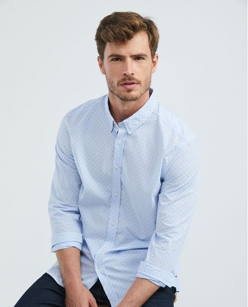 Camisa de Hombre, Classic Fit Manga Larga - Mini Print