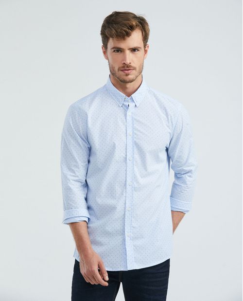 Camisa de Hombre, Classic Fit Manga Larga - Mini Print