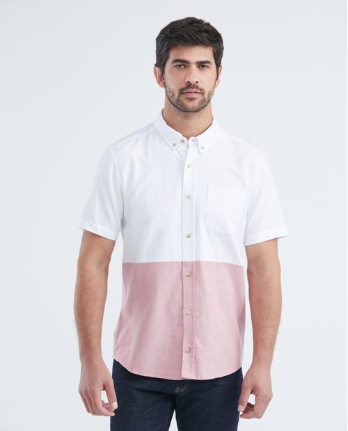 Camisa de Hombre, Slim Fit Manga Corta - Bloques de Color