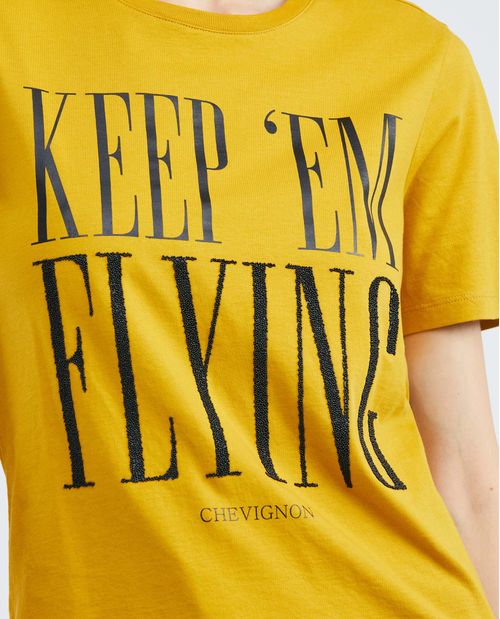 Camiseta Gráfica de Mujer, Manga Corta Cuello Redondo - Estampado Plastisol Mate y Caviar