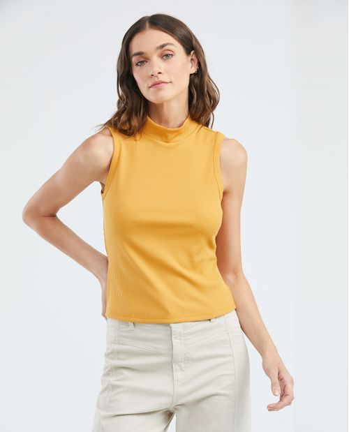 Camiseta de Mujer, Manga Sisa Cuello Tortuga - Tipo Tank