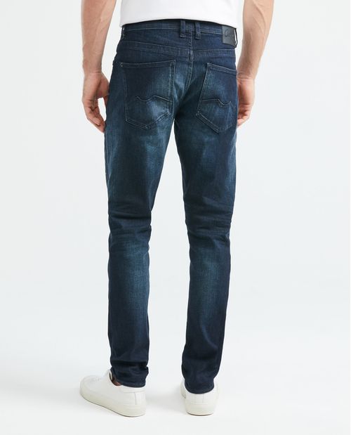 Jean de Hombre Slim Fit, Famous, Bota Slim - Azul Ultra Oscuro