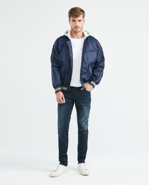 Jean de Hombre Slim Fit, Famous, Bota Slim - Azul Ultra Oscuro