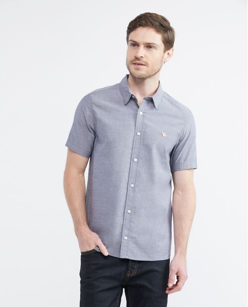 Camisa de Hombre, Slim Fit Manga Corta - Oxford 100% Algodón