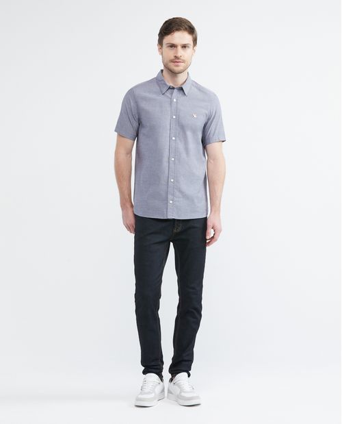 Camisa de Hombre, Slim Fit Manga Corta - Oxford 100% Algodón