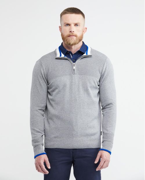 Suéter Tejido para Hombre, Cerrado Cuello Nerú - Media Perilla con Cierre