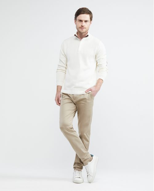 Suéter Tejido para Hombre, Cerrado Cuello Alto - Media Perilla con Botones