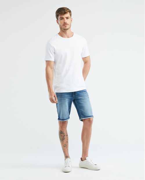 Bermuda de Hombre en Denim, Straight Fit - Azul Medio