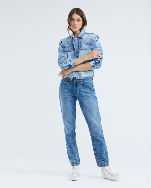 Chaqueta de Mujer en Denim, Tipo Trucker Straight Fit - Azul Claro
