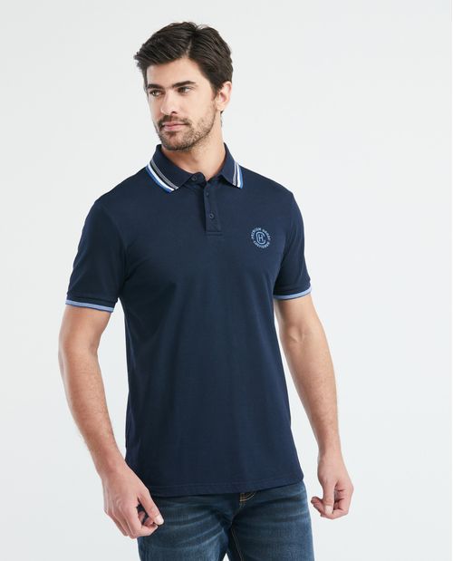 Camiseta de Hombre Tipo Polo, Slim Fit Manga Corta - Rayas en Tejidos