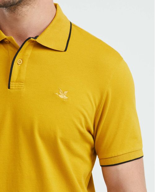 Camiseta de Hombre Tipo Polo, Slim Fit Manga Corta - Cuello con Línea en Contraste