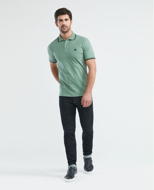 Camiseta de Hombre Tipo Polo, Slim Fit Manga Corta - Algodón + elastano