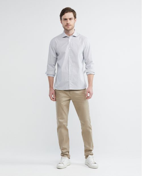 Camisa Premium de Hombre, Slim Fit Manga Larga - Mil Rayas Coolmax + Wrinkle Free