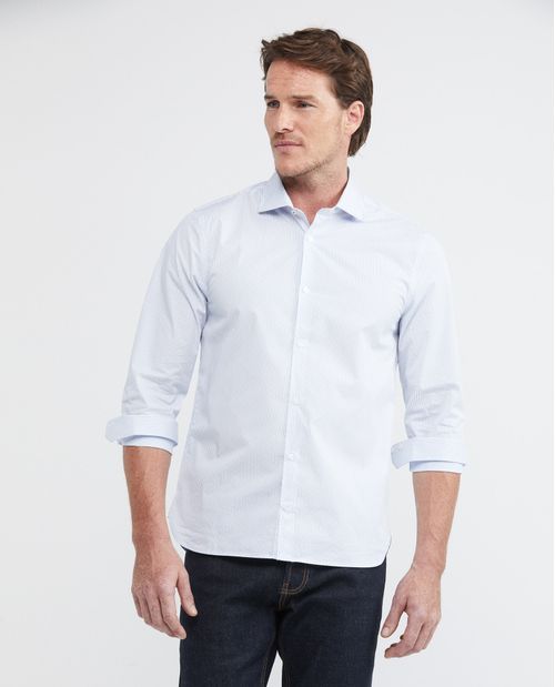 Camisa Premium de Hombre, Slim Fit Manga Larga - Mil Rayas Coolmax + Wrinkle Free