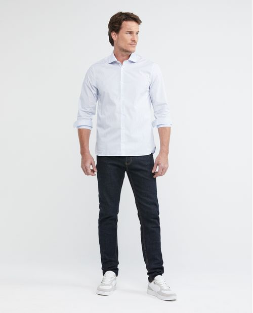 Camisa Premium de Hombre, Slim Fit Manga Larga - Mil Rayas Coolmax + Wrinkle Free