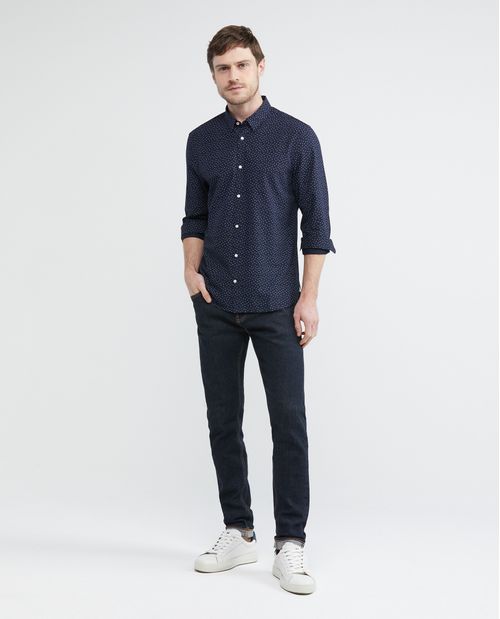 Camisa Premium de Hombre, Slim Fit Manga Larga - Mini Print Fibras Bambú