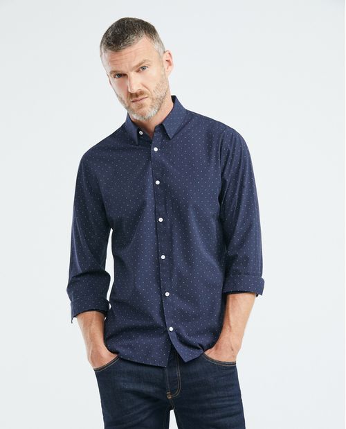 Camisa Premium de Hombre, Slim Fit Manga Larga - Mini Print Fibras Bambú